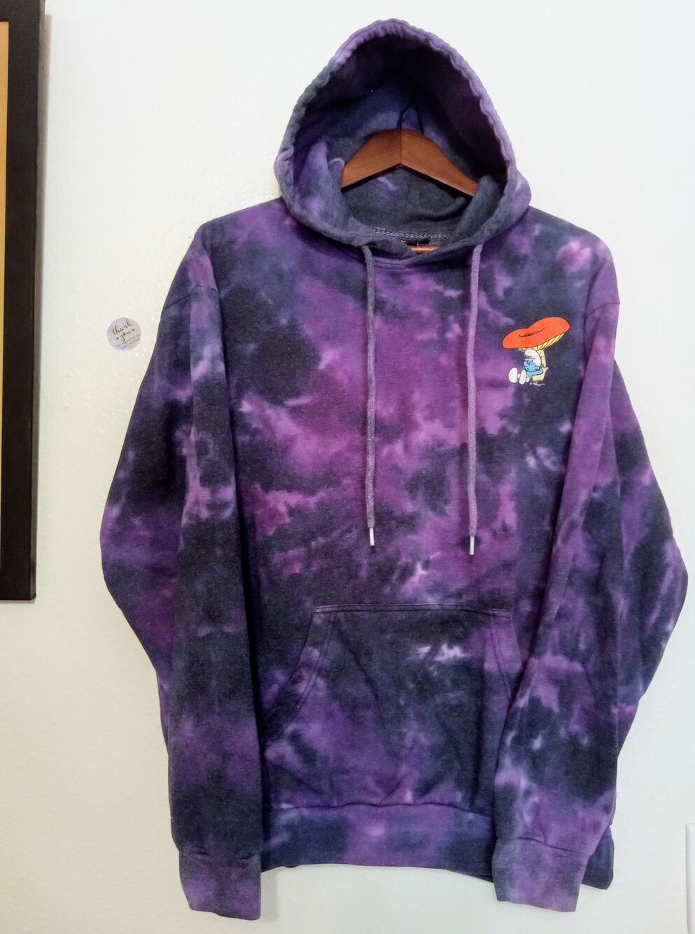 The Smurfs x Rue21 Gorgeous Purple Tones Tie Dye Distressed Graphic Hoodie SZ M